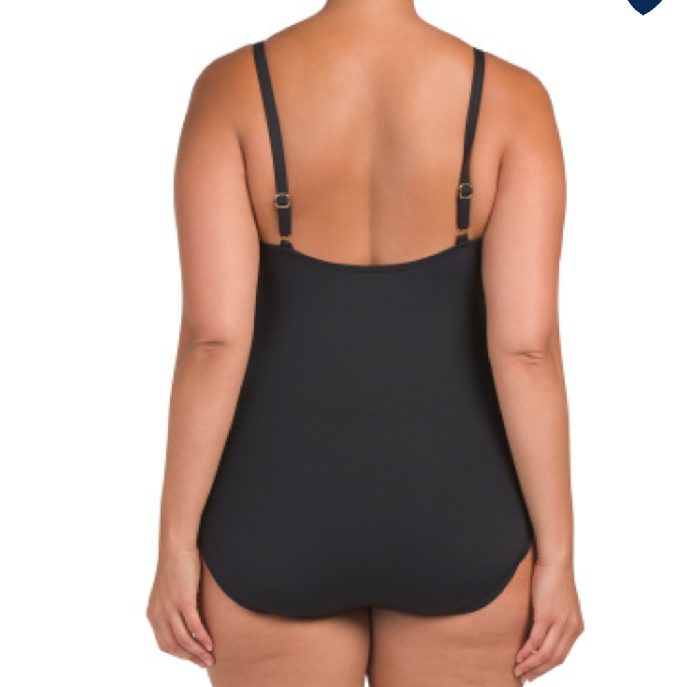 La Blanca Black Island tie 1pc Swimsuit Size 14 - Picture 4 of 8